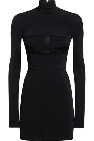 MUGLER Crepe Mini Turtleneck Dress