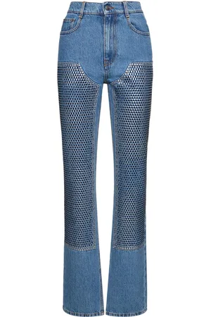 AREA Embellished Straight Leg Jeans