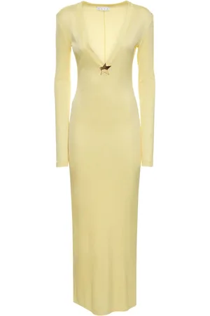 AREA Viscose V Neck Long Dress W/ Star Stud