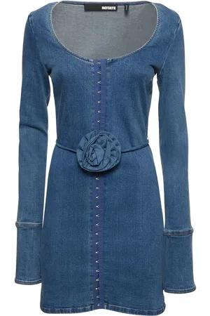 ROTATE Stretch Denim Mini Dress W/rose