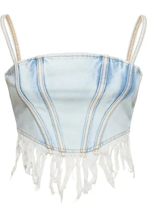 Alessandra Rich Fringed Denim Bustier