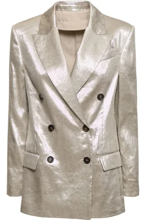 Brunello Cucinelli Metallic Linen Gabardine Jacket