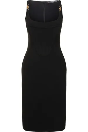 VERSACE Viscose Blend Sablé Midi Corset Dress