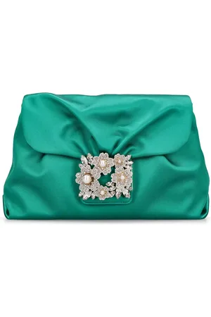 Roger Vivier Rv Bouquet Drape Satin Clutch