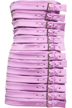 GIUSEPPE DI MORABITO Satin Strapless Dress W/buckle Straps