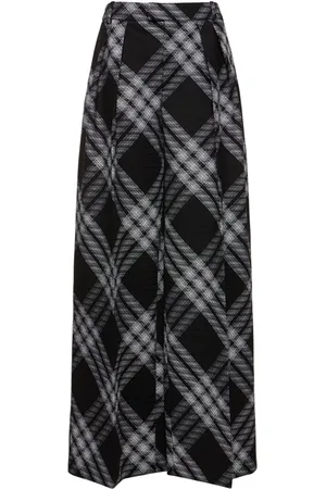 Burberry Check Wool Knit Wide Pants