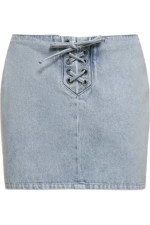 ROTATE Denim Lace-up Mini Skirt