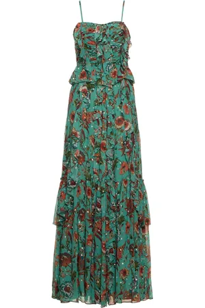ULLA JOHNSON Colette Printed Silk Blend Long Gown