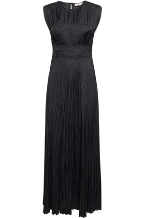 ULLA JOHNSON Delia Pleated Satin Long Gown