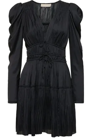 ULLA JOHNSON Lu Pleated Satin Mini Dress