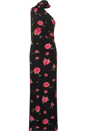 MAGDA BUTRYM Rose Print Jersey Long Dress W/scarf