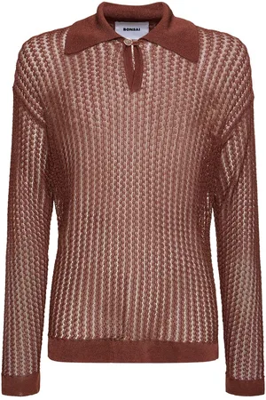 BONSAI Oversize Viscose & Nylon Knit L/s Polo