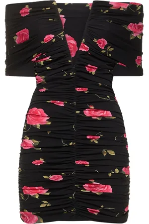 MAGDA BUTRYM Printed Jersey Off Shoulder Mini Dress