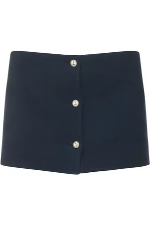 Thom Browne Wool Crepe Low Rise Mini Skirt W/buttons