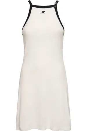 Courrèges Buckle Contrast Cotton Mini Dress