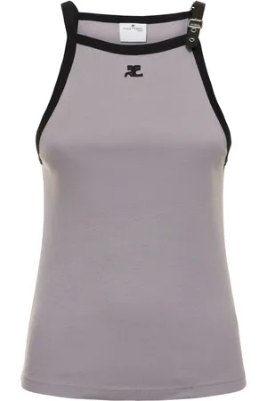 Courrèges Buckle Contrast Cotton Tank Top