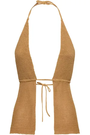 WeWoreWhat Crochet Cotton Blend Self-tie Top