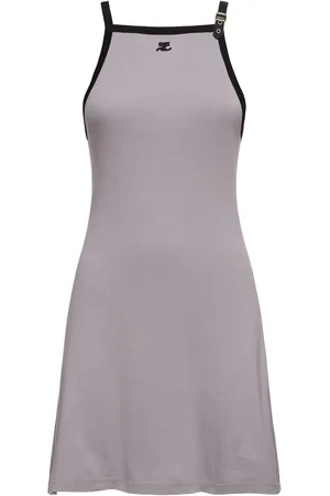 Courrèges Buckle Contrast Cotton Mini Dress