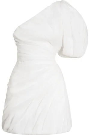 Chloé Draped Ramie Voile One-sleeve Mini Dress