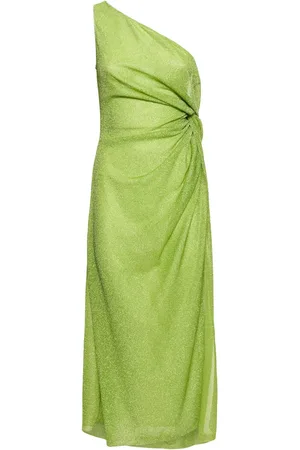 Oseree Lumière Lamé Midi Dress W/knot