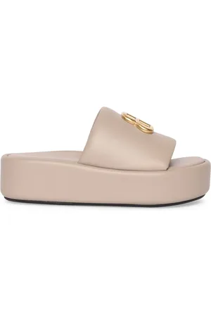 Balenciaga 80mm Bb Shiny Leather Slide Sandals