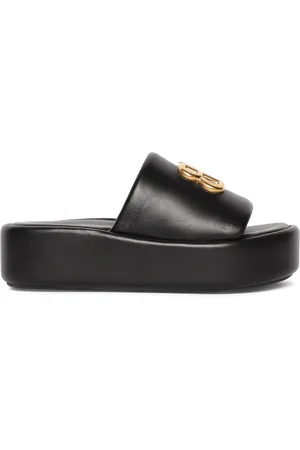Balenciaga 80mm Bb Shiny Leather Slide Sandals