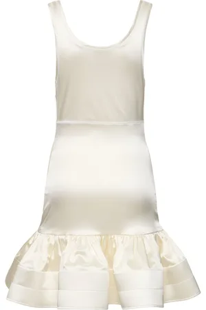 Patou Ruffled Stretch Satin Mini Dress