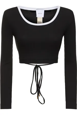 Patou Ribbed Jersey Long Sleeve Crop Top
