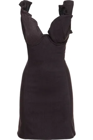 Y / PROJECT Denim Ruffle Sleeveless Mini Dress