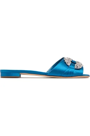 Manolo Blahnik 10mm Pralina Satin Slide Sandals