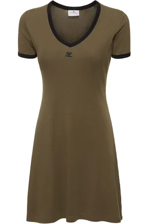 Courrèges Contrast V-neck Cotton Mini Dress