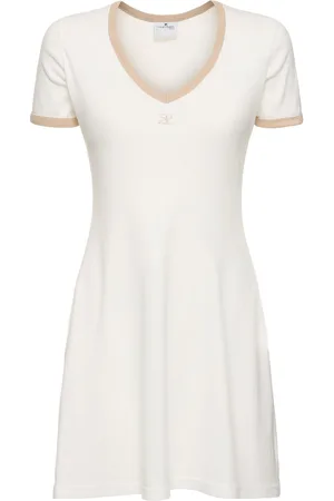 Courrèges Contrast V-neck Cotton Mini Dress
