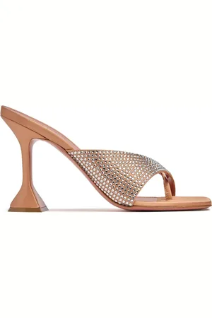 Amina Muaddi 95mm Shiona Satin & Crystal Mules