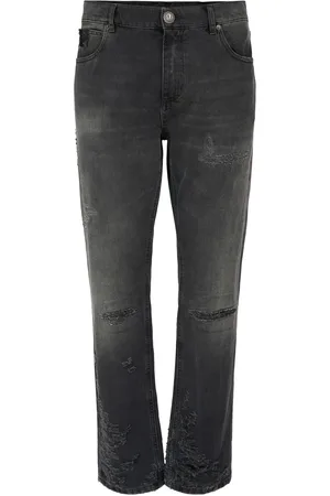 Balmain Regular Fit Destroyed Denim Jeans
