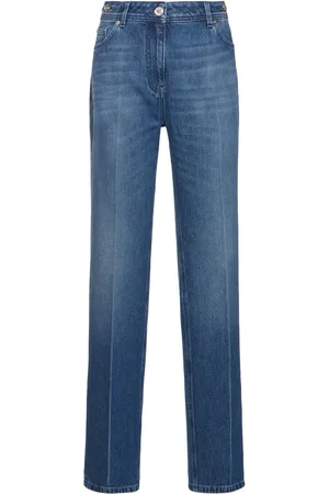VERSACE Stonewashed High Rise Straight Jeans