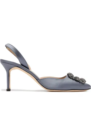Manolo Blahnik 70mm Hangisi Satin Slingback Pumps