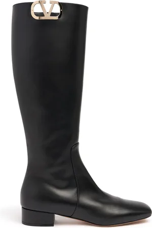 VALENTINO GARAVANI 30mm Vlogo Leather Tall Boots