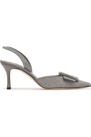 Manolo Blahnik 70mm Maysli Suede Slingback Pumps
