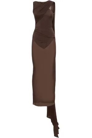 The Attico Sheer Long Dress W/ Scarf Panel