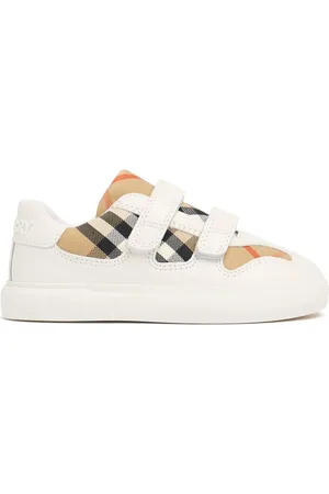 Burberry Leather & Cotton Strap Sneakers