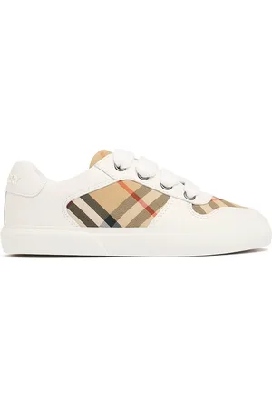 Burberry Leather & Cotton Strap Sneakers