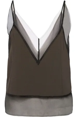 Ami Satin & Mesh Tank Top