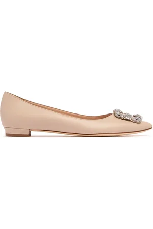 Manolo Blahnik 10mm Hangisi Leather Flats