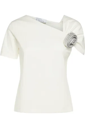 GIUSEPPE DI MORABITO Embellished Cotton Blend Top W/ Rose