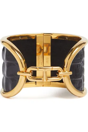 Tom Ford Embossed Leather & Brass Cuff Bracelet