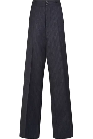 Maison Margiela Pinstripe Wool Wide Leg Pants