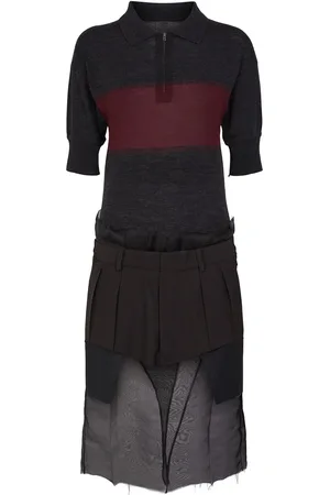 Maison Margiela Layered Wool Blend Midi Dress