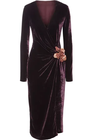 BLUMARINE Fluid Velvet Midi Wrap Dress