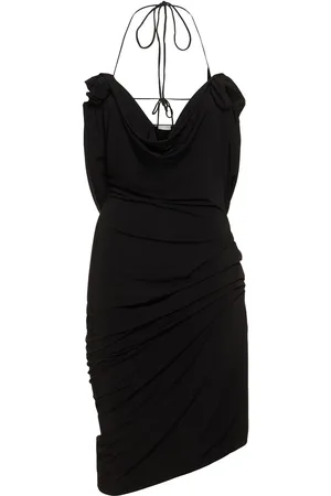 MAGDA BUTRYM Draped Viscose Jersey Mini Dress W/roses