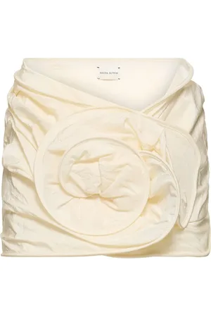 MAGDA BUTRYM Draped Silk Mini Skirt W/ Rose